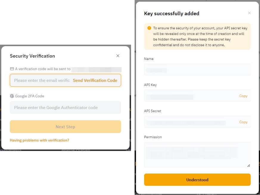 Bybit two-factor confirmation step when creating an API key