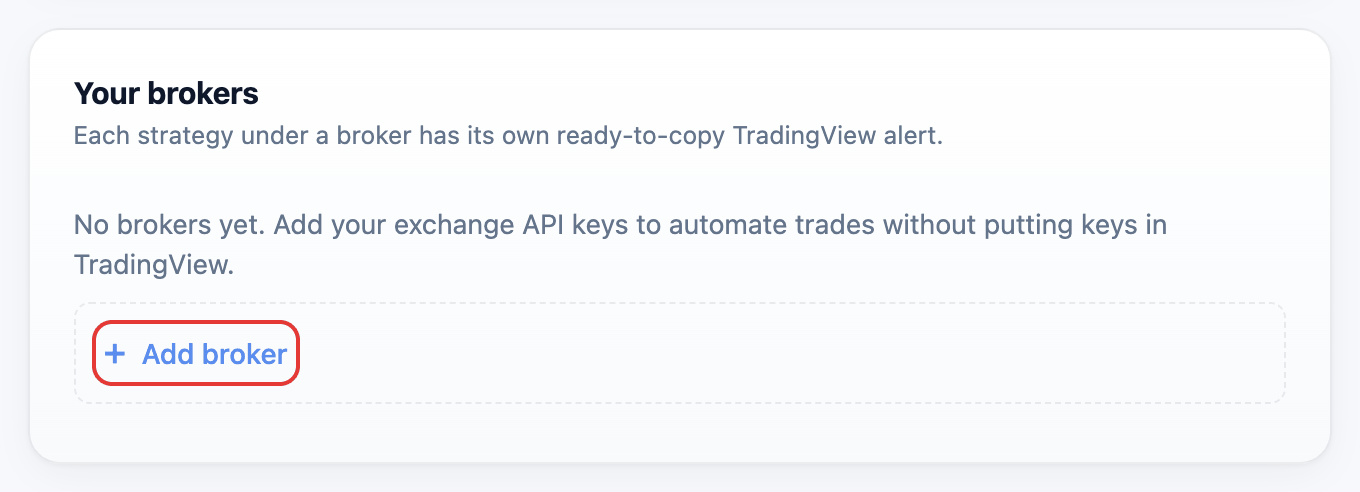 Add broker button under Your brokers on the My Brokers page